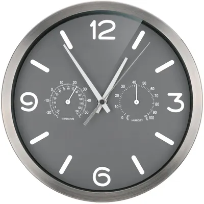 Funkwanduhr 25 cm mit Thermometer & Hygrometer, Analog