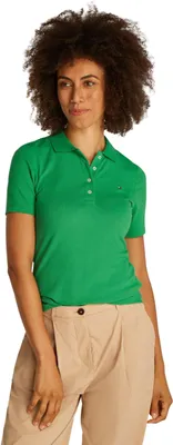 Produktbild von Tommy Hilfiger Damen Poloshirt Kurzarm 1985 Pique Slim Fit, Grün (Radiant Green)