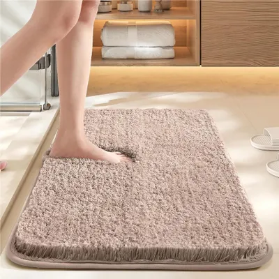 Zdjęcie produktu dla Mata podłogowa z weluru – antypoślizgowa i chłonna – beżowa, 50x80 cm