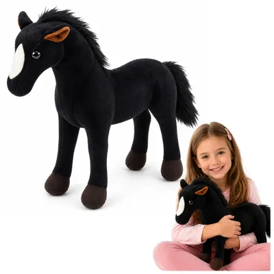 Produktbild von Plüschpferd Plüschtier Maskottchen Kuscheltier Schwarz 40cm x 37cm