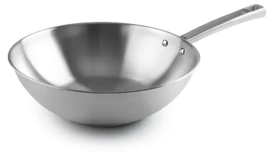 Image de LACOR 45828 – Wok pour cuisine, en acier inoxydable 18/10, avec poignée ergonomique et revêtement antiadhésif.