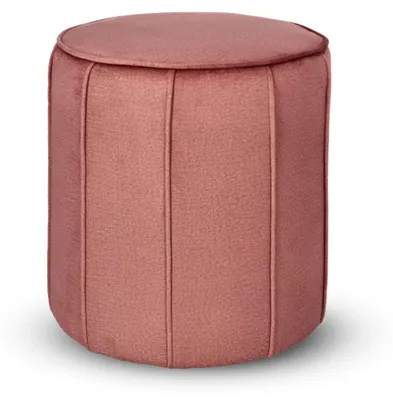 Produktbild von MG Design Runder Sitzhocker 42 x 45,5 cm in Rosa mit Ziernähten - Gepolsterter Polsterhocker mit Füßen für Wohnzimmer oder Schlafzimmer
