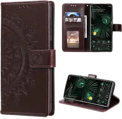 Produktbild von Hülle für Google Pixel 6 Pro Handyhülle Tasche Flip Case Cover Mandala Braun