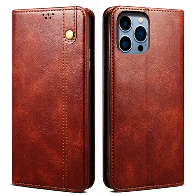 Produktbild von Hülle für iPhone 16 Pro Leder Brieftasche Schutzhülle mit Standfunktion Rot