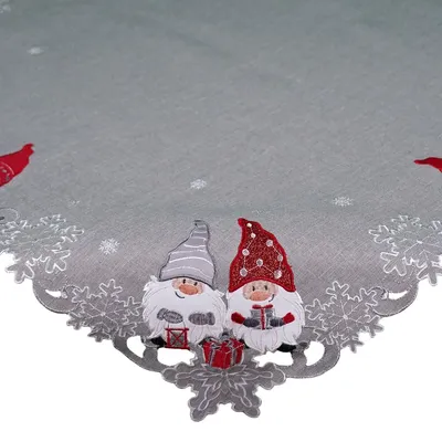 Produktbild von Tischdecke AMIRA Weihnachten Wichtel Polyester hellgrau 85 x 85 cm