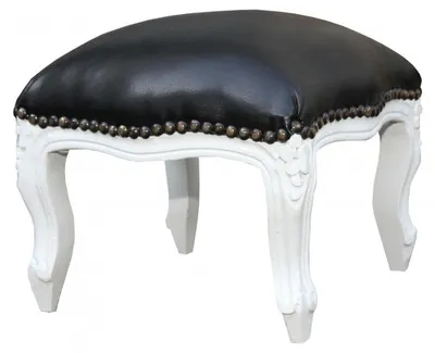 Produktbild von Casa Padrino Barock Fußhocker Schwarz Lederoptik / Weiß - Antik Stil Möbel - Hocker