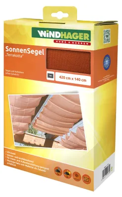 Produktbild von Windhager Sonnensegel für Seilspanntechnik, Wintergarten und Terrassen Beschattung, Seilspannmarkise, 420 x 140 cm