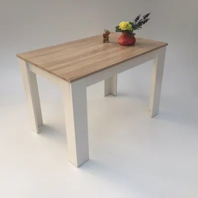 Produktbild von Möbel SD Esstisch Sonoma Eiche Weiß 110x70cm Landhausstil Echtholz Optik Kante