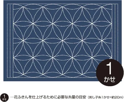 Produktbild von Olympus Sashiko Tischset (nur Stoff) "Tischset (Navy) Hana Guruma 1 Stk.", Stoff bedruckt, 31x45cm, hergestellt in Japan
