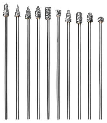 Produktbild von 10 Stück Hartmetallfrässtifte 100 mm mit 3 mm Schaft