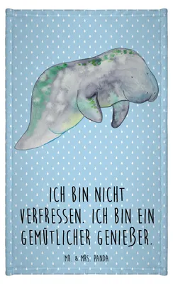 Produktbild von Mr. & Mrs. Panda Handtuch Seekuh Chillen - Blau Pastell - Geschenk, Gästehandtuch 30x50, Abnehmen, Zucker, Meer, frottee, Süßigkeiten, Frotteetuch, Klein, Essen, Diät