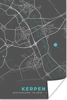 Produktbild von MuchoWow® Poster Deutschland - Blau - Kerpen - Stadtplan - Karte 60x90 cm - Wanddekoration