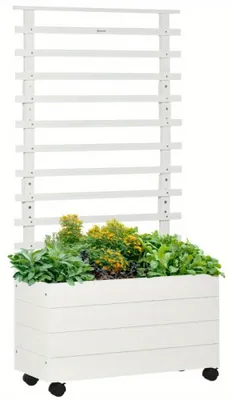 Image de Jardinière - Bac à fleurs - Jardinière de jardin - Jardinière avec treillis - Bac surélevé - Bois durable