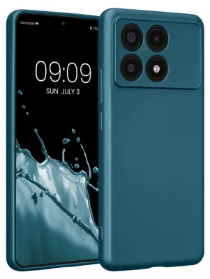 Produktbild von kwmobile Handyhülle kompatibel mit Xiaomi Poco X6 Pro 5G Hülle - weiche Silikon Case metallisch schimmernd in Metallic Karibikblau