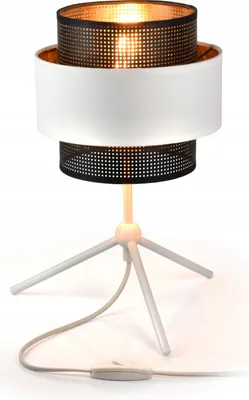 Produktbild von LUXOLAR Led Tischleuchte mit Schalter Weiß-Schwarz - Schreibtischlampe mit Netz E27, 60W - Nachtlampe für Schlafzimmer