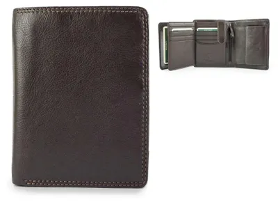 Obrázok produktu pre Pánska peňaženka značky Visconti, vyrobená z prírodnej kože, hnedá, rozmer 12x10 cm, s technológiou RFID