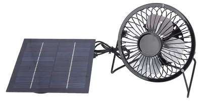 Obrázok produktu pre 5 W solárny panel, 5 V vysokovýkonná monokryštalická solárna nabíjačka s 4-palcovým ventilátorom pre vonkajšie bezpečnostné kamery, osvetlenie a telefóny