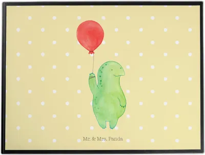 Produktbild von Mr. & Mrs. Panda schreibtischunterlage Schildkröte Luftballon - Gelb Pastell - Geschenk, Schildkröten, Motivation, Unterlage Schreibtisch, schreibauflage, Tischunterlage