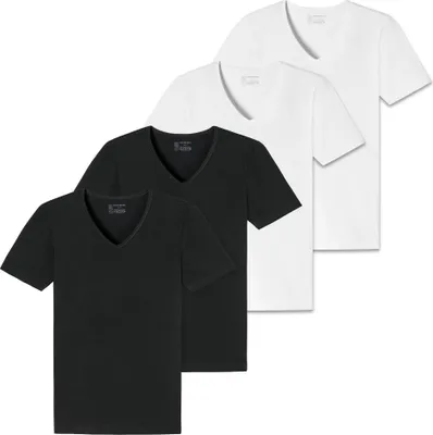 Produktbild von SCHIESSER Herren T-Shirt 4er Pack - Serie "95/5", V-Ausschnitt, S-4XL Schwarz/Weiß XL