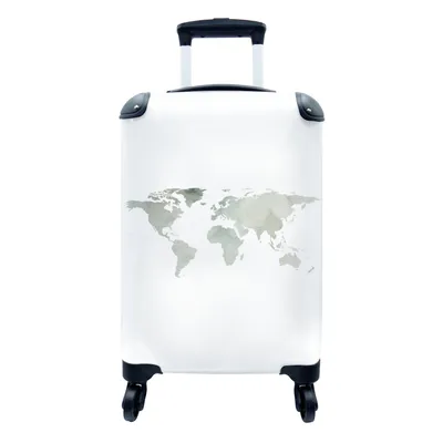 Produktbild von MuchoWow® Koffer Handgepäck Trolley Rollkoffer Kleine Reisekoffer mit 4 Rollen - Weltkarte - Minimalismus - Grau - Cabin Size < 55x40x23 cm & 55x40x20 cm - Fotokoffer - Kabinenkoffer - Boardgepäck - Reise-Box - Reisekoffer - Reisegepäck - Koffer mit Bild - Trolley für Kinder