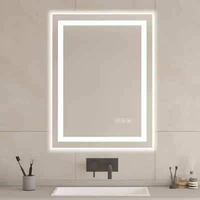 LED-Badspiegel 80x60 cm, Touch-Sensor, dimmbar, Anti-Beschlag