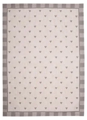 Produktbild von Clayre & Eef Geschirrtuch 50x70 cm Beige Grau Baumwolle Herzen