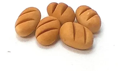 Produktbild von 5 St. Miniatur Brötchen. 1:12 Miniaturen. Für Puppenstube oder Weihnachtskrippe