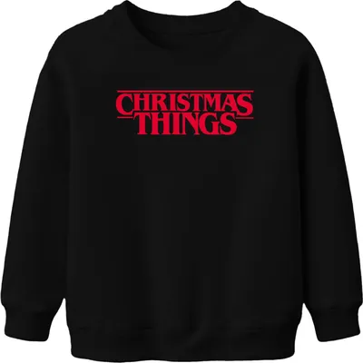 Produktbild von Christmas Things Stranger Weihnachten Geschenk Serie Demogorgon Uni Kinder Sweatshirt Pullover, Schwarz, 152