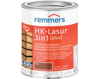 Produktbild von Remmers Aqua HK-Lasur 3in1 teak (RC-545) 0,75 l, Holzlasur