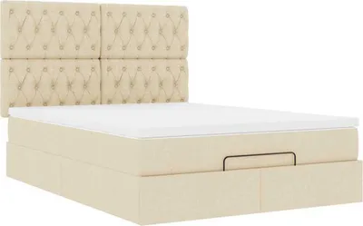 Produktbild von Ottoman-Bett mit Matratze Creme 140x200 cm Stoff