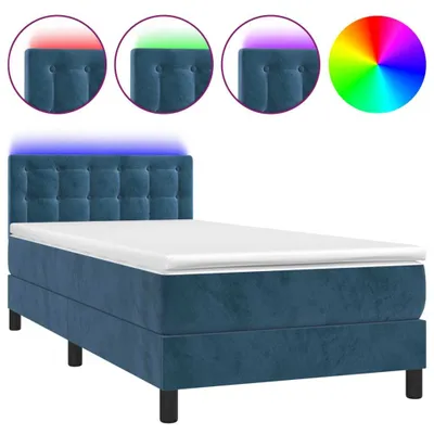 Produktbild von Boxspringbett mit Matratze & LED Dunkelblau 80x200 cm Samt