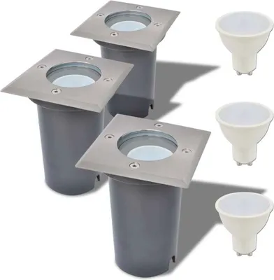 Image de Lampes au sol à LED d'extérieur 3 pcs carré