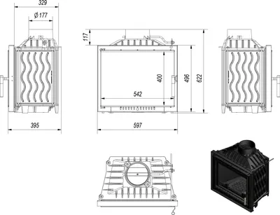 Zdjęcie produktu dla Kominek powietrzny żeliwny ANTEK 10 kW Ø 180 DECO