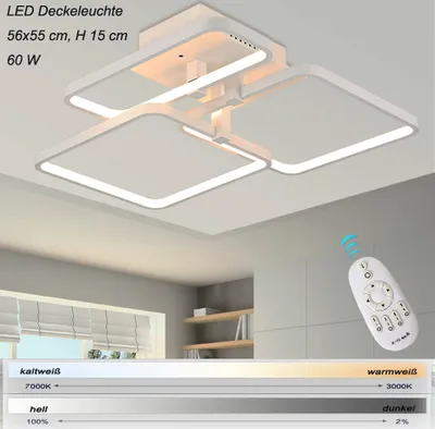 Produktbild von LED weiß Deckenleuchte XW0073 mit Fernbedienung Lichtfarbe einstellbar  dimmbar Leuchte Lampe Wohnzimmerleuchte Beleuchtung