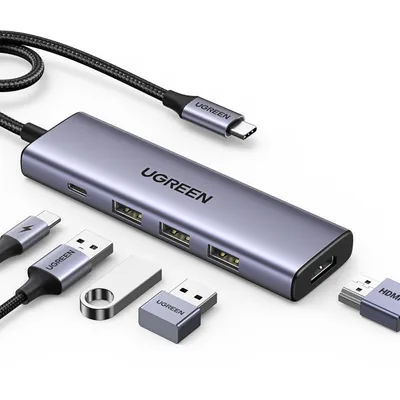 Produktbild von Ugreen 5-in-1 USB-C Hub - HDMI 1.4 / 3x USB-A / USB-C PD 100W - Grau