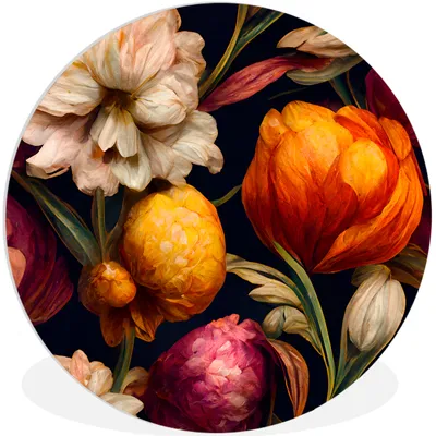 Produktbild von MuchoWow® Rundes Wandbild - Runde Bilder Blumen - Pflanzen - Weiß Ø 30 cm Kreis Wanddekoration Kunststoff - Wandkreis - Wandschmuck - Schlafzimmer - Bilder - Der Kreis - Kunst für die Wohnung - Plastik - Kunstdruck - Wandbild