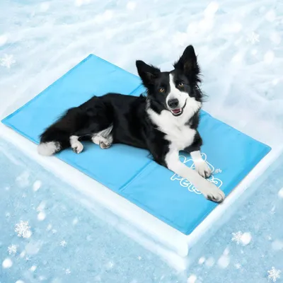 Produktbild von Kühlmatte Hund Selbstkühlend Ungiftiges Gel Kratzfest Blau L 90 x 50 cm