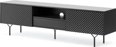 Produktbild von TV-schränke RAVEN 180 mit Schwarze Füße TV-Lowboard RTV-Kommode Wohnzimmerschrank Schwarz Graphit