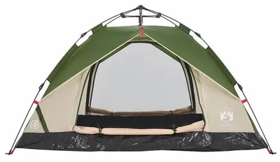 Image de Tente de camping, système de fermeture rapide, capacité 3-4 personnes, vert militaire
