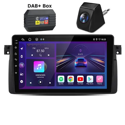 Obrázek produktu pro 9'' autoradio 2+64GB carplay pro bmw e46 gps navi wifi bluetooth kamera DAB+ RDS 2 din 4 kern Andriod13 usb FM