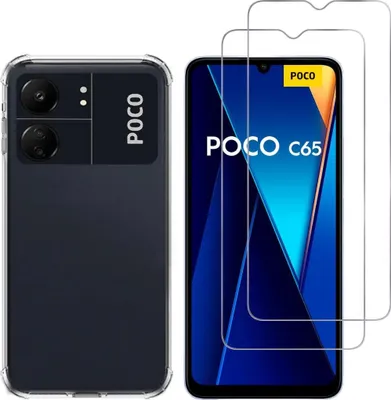 Obrázek produktu pro Nárazuvzdorné pouzdro pro Xiaomi Poco C65 s 2 ochrannými kryty obrazovky z tvrzeného skla Phonillico®