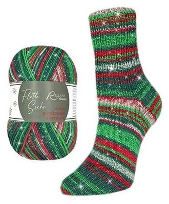 Produktbild von Christmas Sockenwolle von Rellana, Edition 2025, 100 g/420m,mit und ohne Glitzer wählbar, (Fb. 2602 mit Glitzer)