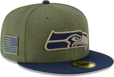 Produktbild von New Era Seattle Seahawks On Field 2018 Salute to Service 59Fifty Cap Oliv 7 1/8