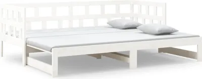 Produktbild von vidaXL Tagesbett Ausziehbar Weiß Massivholz Kiefer 2x(90x200) cm