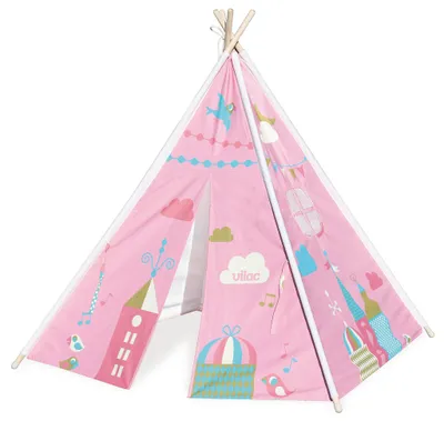 Produktbild von Vilac Nimmerland-Tipi, robustes Kinderspielzelt für Innen- und Außenbereich