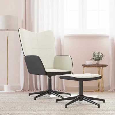 Produktbild von Maison Exclusive - Relaxsessel mit Hocker Cremeweiß Samt und PVC