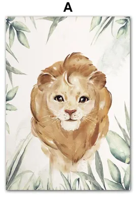 Produktbild von Poster Kinderzimmer Dschungel Tiere · Kinder Name Personalisiert · Kinderzimmer Bilder · Wand Deko · Kunst Druck · Deko Print · ohne Rahmen · Motiv A · 50×70 cm
