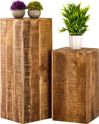 Produktbild von Blumensäule 27x27x50cm Pflanzenständer Beistelltisch quadratisch Mangoholz