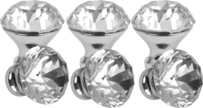 Produktbild von Domino Elegante Crystal A Möbelknopf 25mm in Chrom & Weiß |Kristallknöpfe, Robustes Glas-Design |Möbelknöpfe | Glamouröser Stil | Perfekt für Schränke und Kommoden| 6 Stück