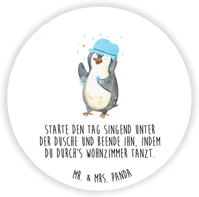 Produktbild von Mr. & Mrs. Panda magnet Pinguin Duschen - Weiß - Geschenk, für magnettafel, büromagnete, Kühlschrankmagnet, Singen, Baden, whiteboardmagnet, kühlschrank, Motivation